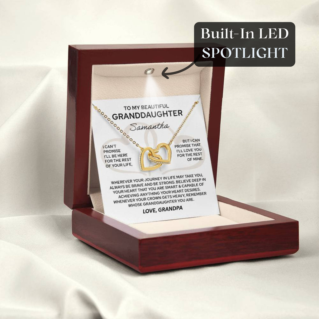 To My Granddaughter -  Interlocking Hearts Necklace - From Grandpa