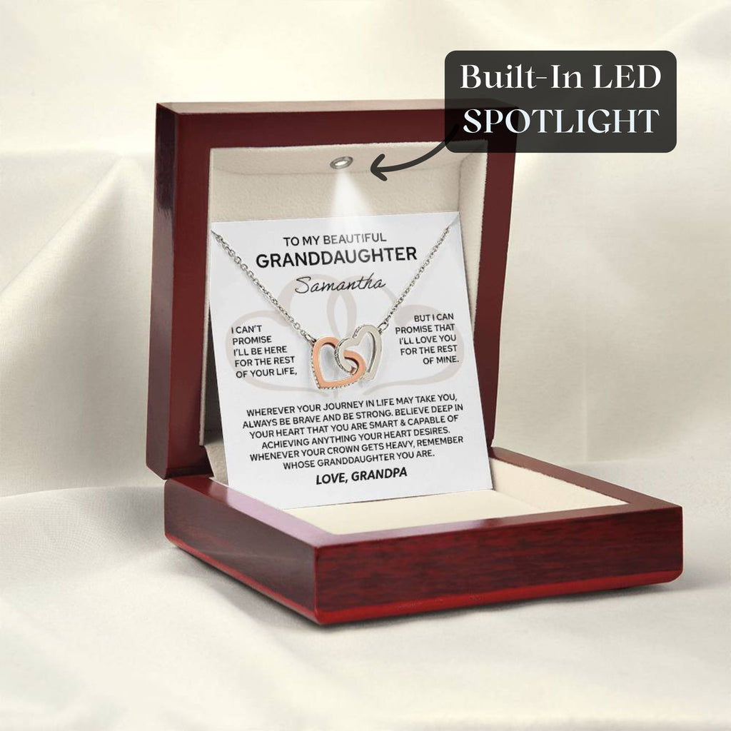 To My Granddaughter -  Interlocking Hearts Necklace - From Grandpa