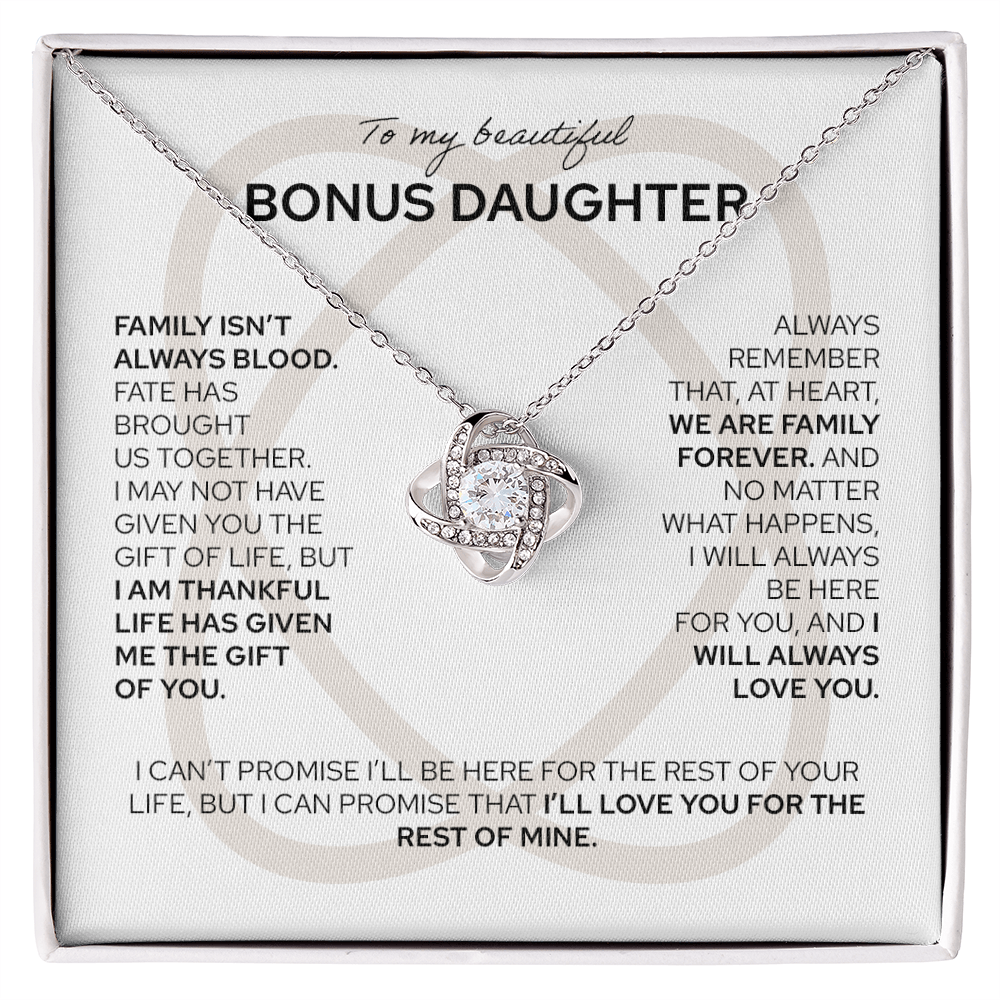 To My Bonus Daughter - Love Knot Necklace