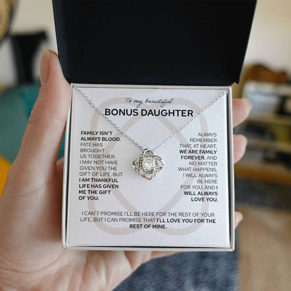 To My Bonus Daughter - Love Knot Necklace