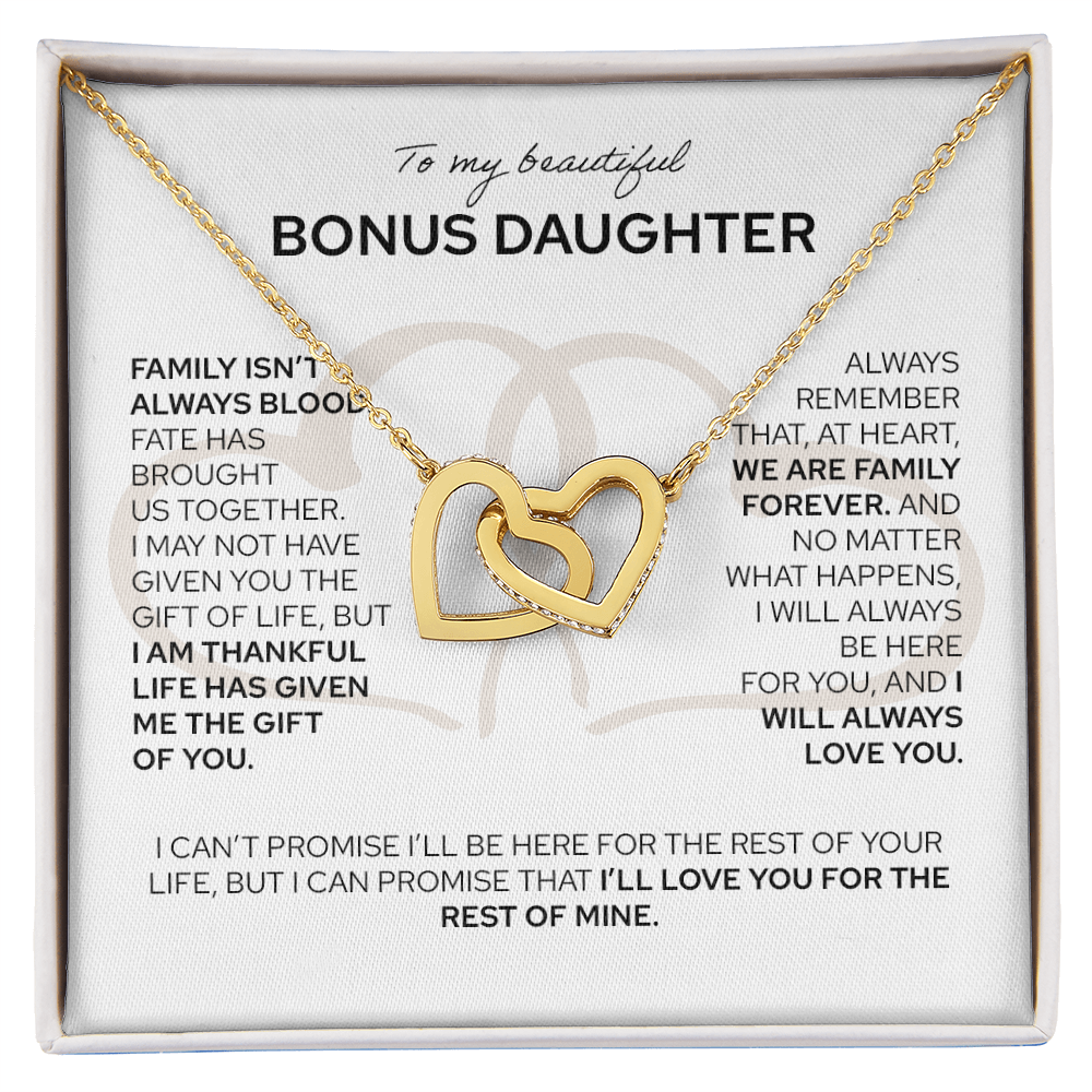 To My Bonus Daughter - Interlocking Hearts Necklace