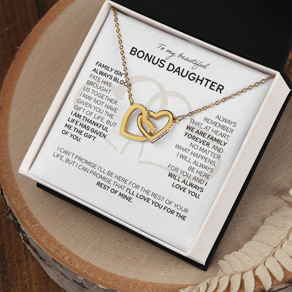 To My Bonus Daughter - Interlocking Hearts Necklace