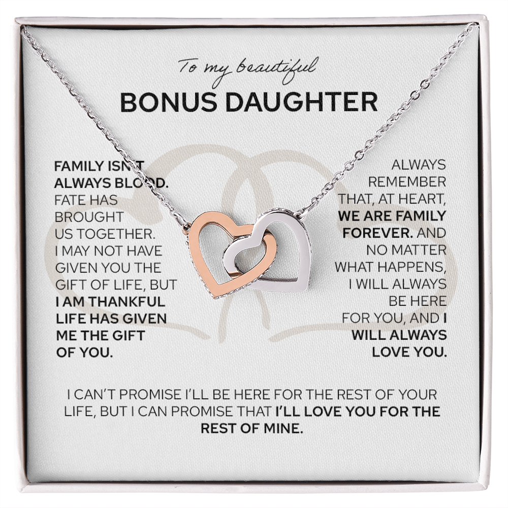 To My Bonus Daughter - Interlocking Hearts Necklace