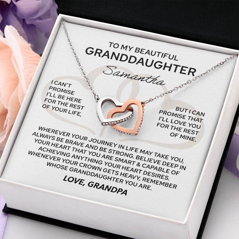 To My Granddaughter -  Interlocking Hearts Necklace - From Grandpa