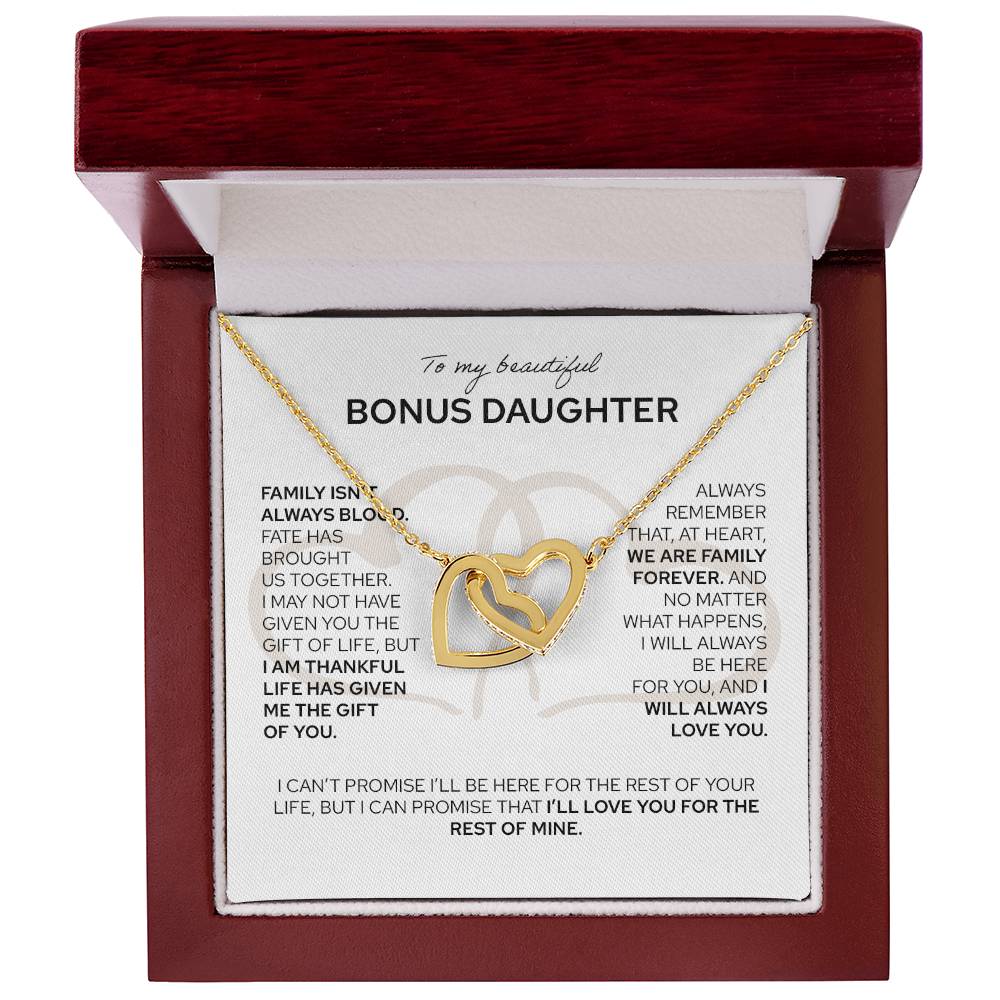 To My Bonus Daughter - Interlocking Hearts Necklace