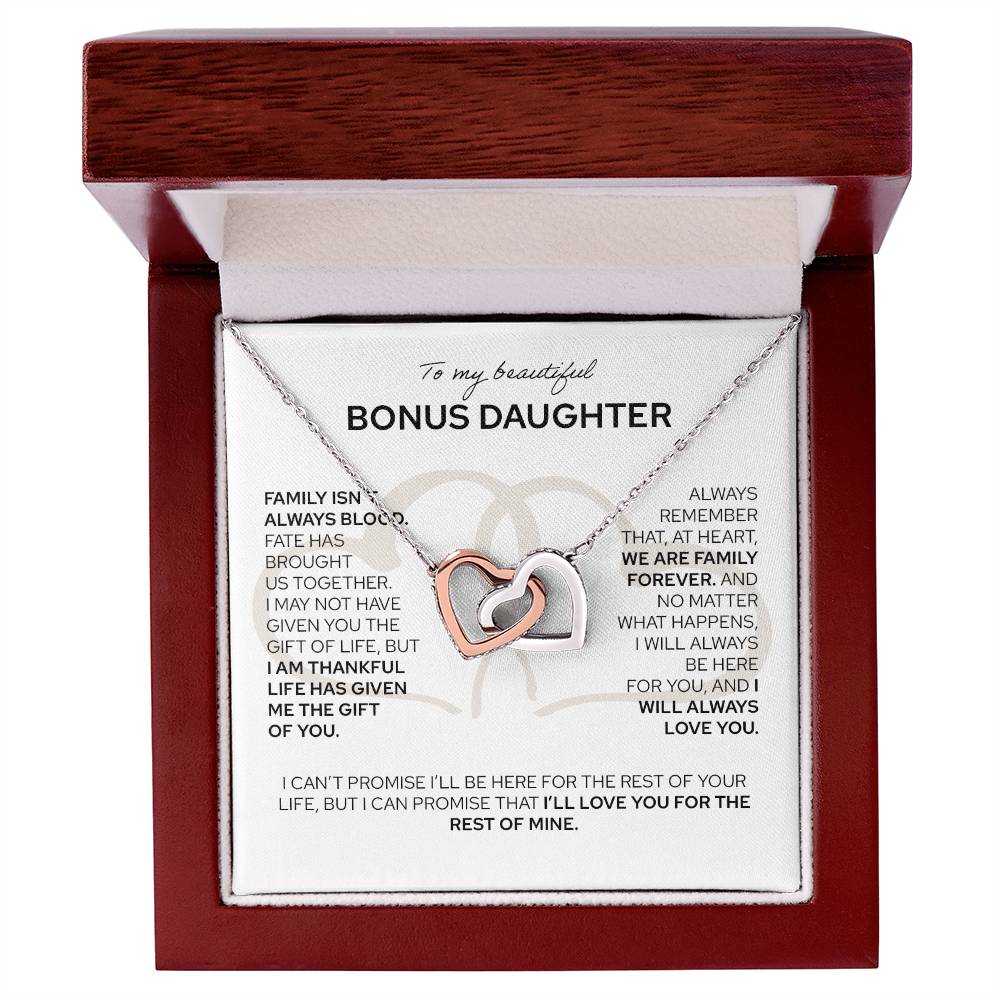 To My Bonus Daughter - Interlocking Hearts Necklace