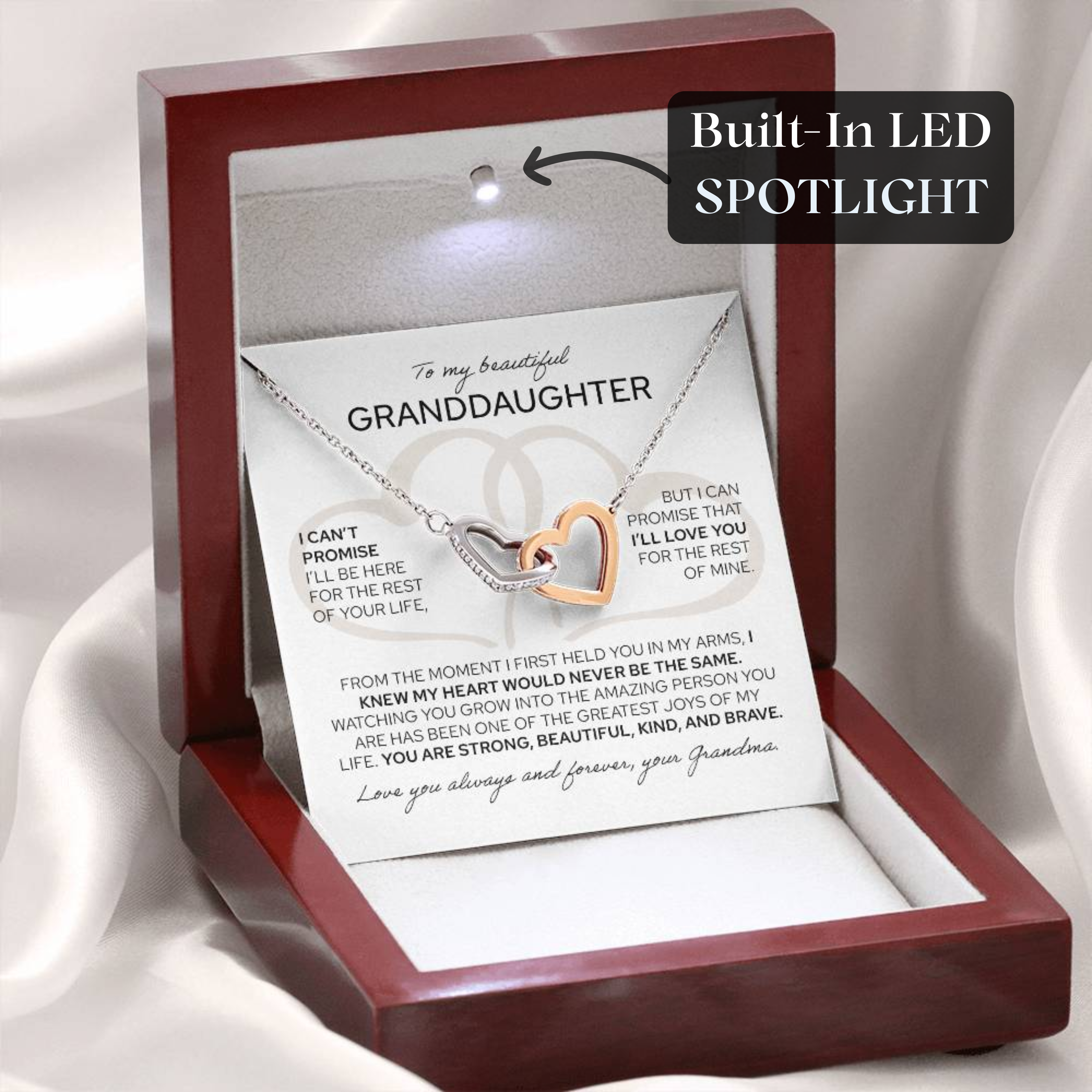 To My Granddaughter - Interlocking Hearts Necklace - NG