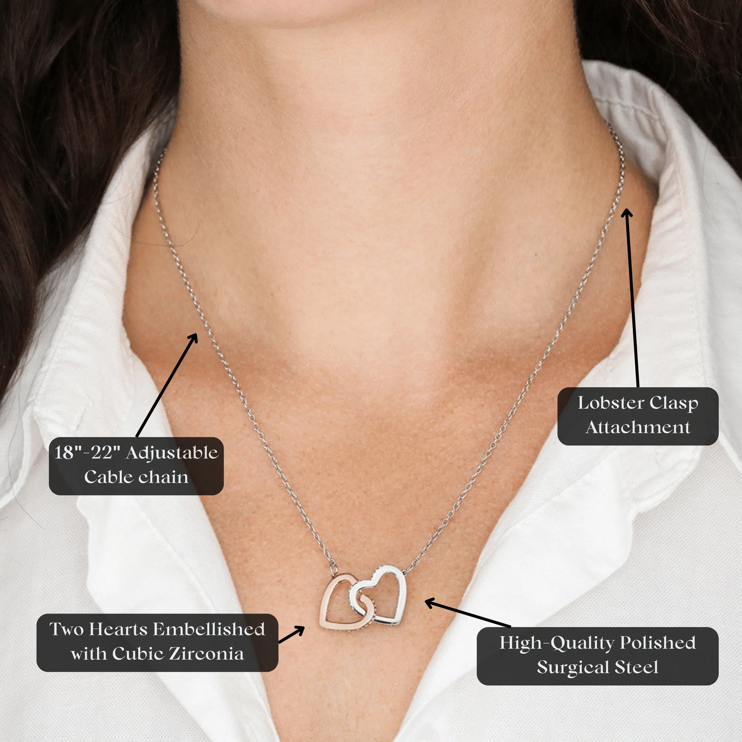 To My Granddaughter - Interlocking Hearts Necklace