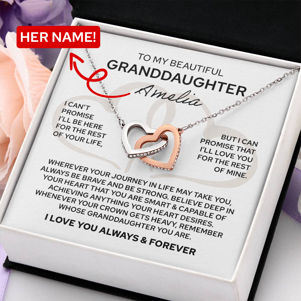 To My Granddaughter - Interlocking Hearts Necklace